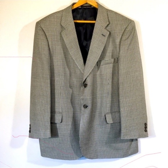 TravelSmith Other - TravelSmith Men's Beige Houndstooth Blazer Sport Coat 40R Silk Wool Lightweight